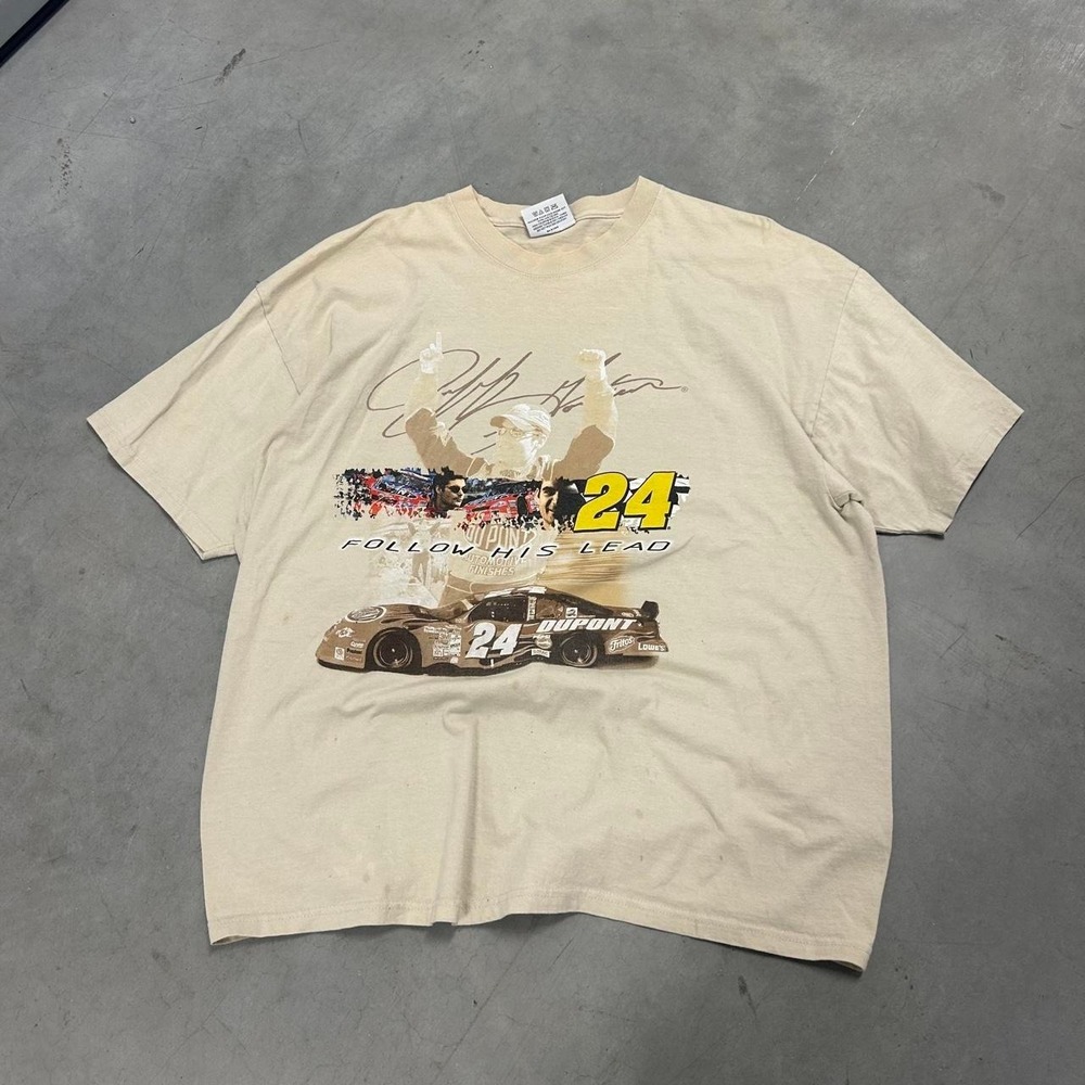 Vintage Jeff Gordon Nascar Cream Colored Racing Shirt